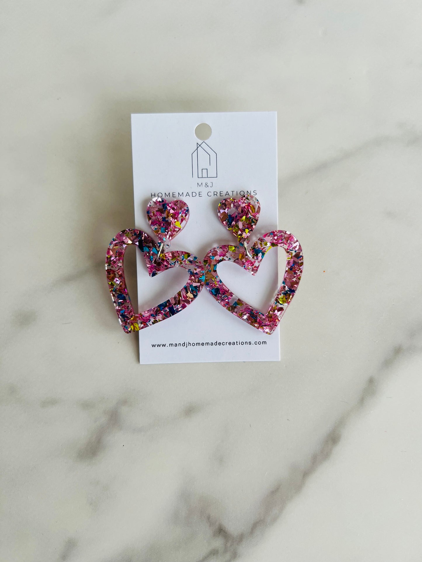 Pink Heart Dangles