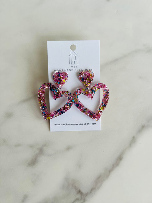 Pink Heart Dangles