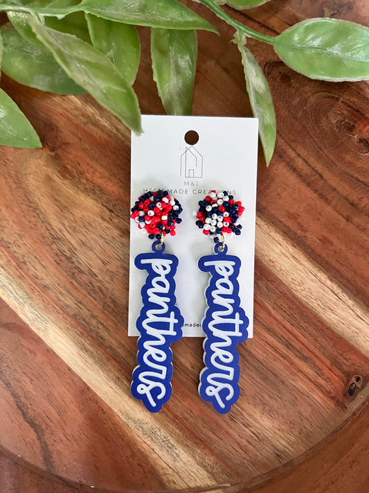 Custom - Panthers Pom Spirit Earrings