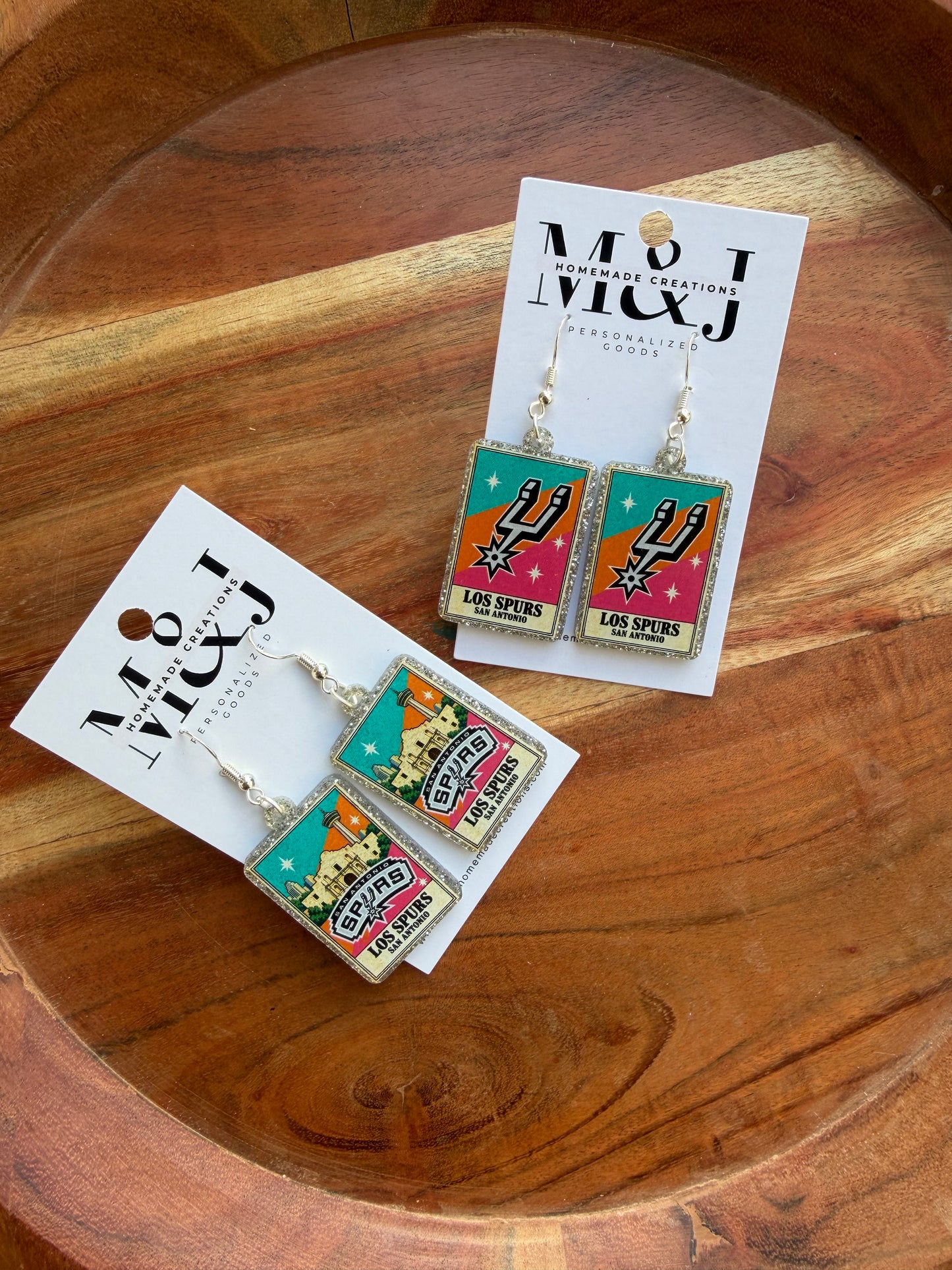 Loteria Card Earrings - Los Spurs