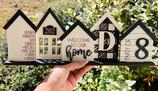 Personalized Standing 5 piece House Centerpiece