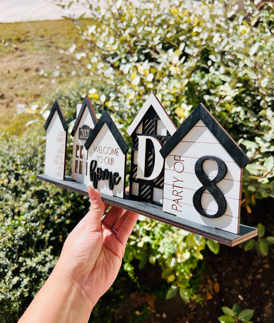 Personalized Standing 5 piece House Centerpiece