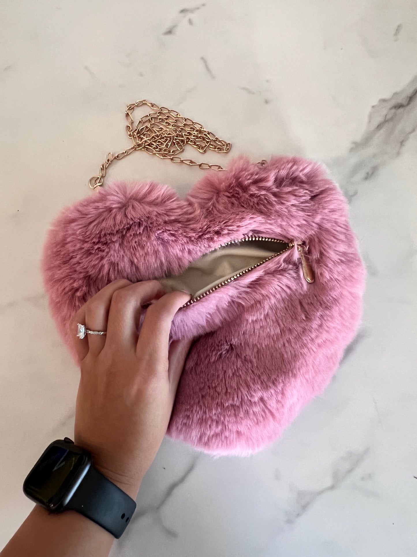 Heart Shaped Plush Crossbody