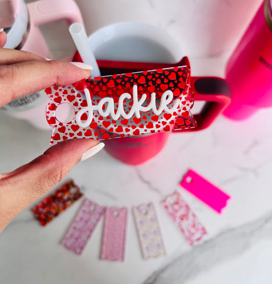 Matte Red Heart Stanley Name Plates