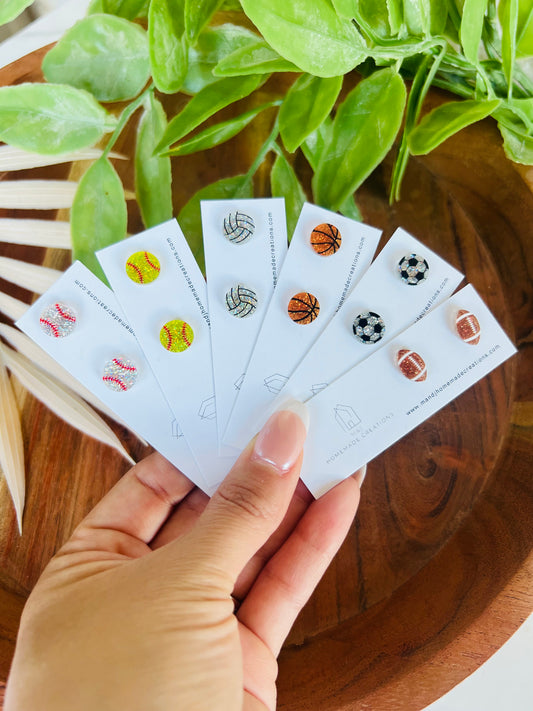 Glitter Sports Stud Earrings