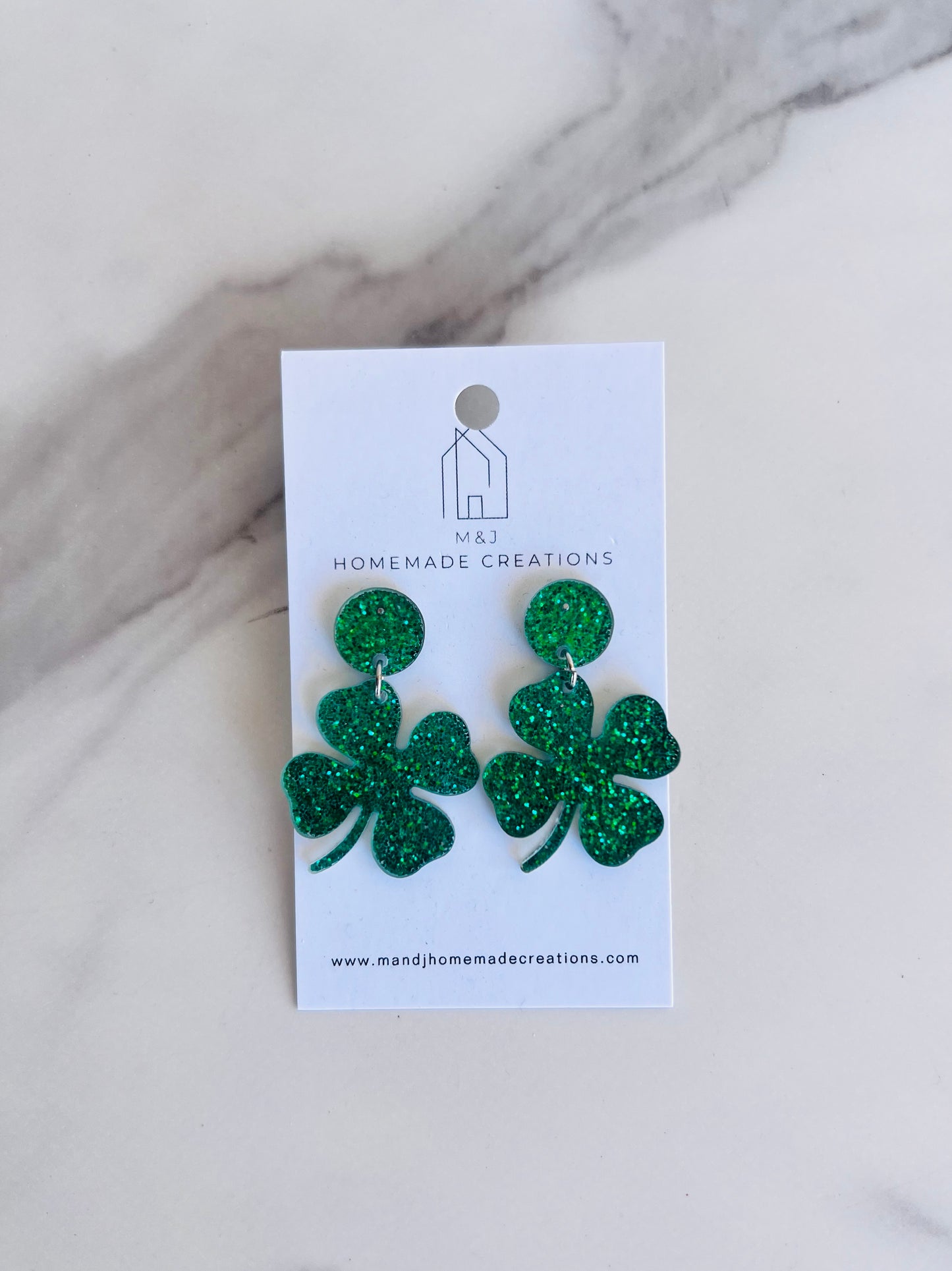 Glitter Four Leaf Clover Dangle