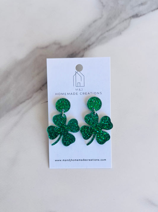 Glitter Four Leaf Clover Dangle