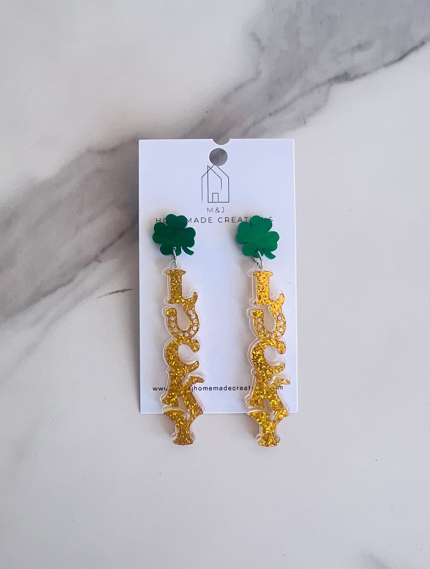 Lucky Gold Glitter Dangles