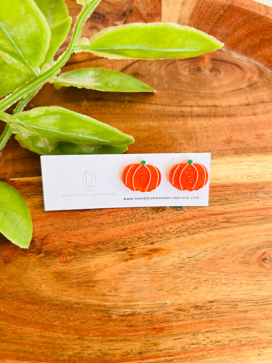 Glitter Pumpkin Studs