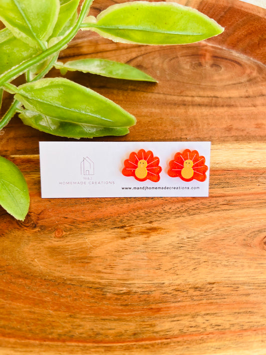 Glitter Orange Turkey Studs