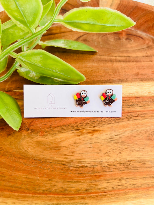 Glitter Brown Turkey Studs