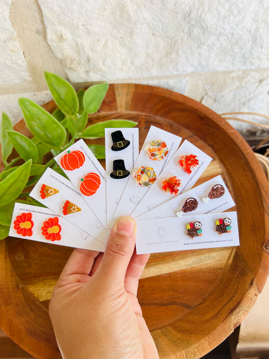 Fall Scattered Leaf Studs