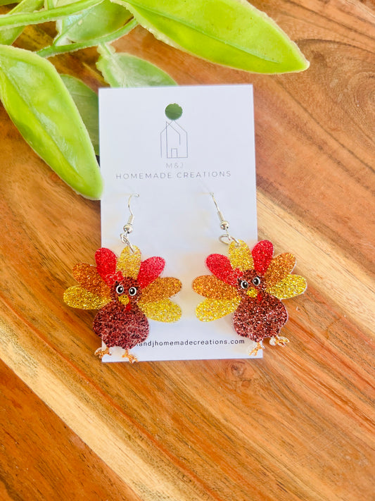 Glitter Turkey Dangles