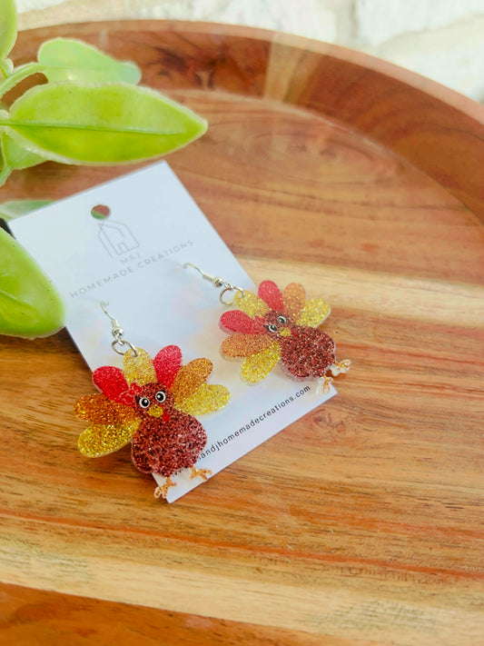 Glitter Turkey Dangles