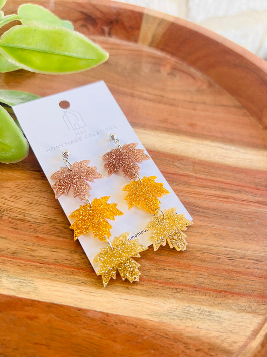 Glitter Leaf Trio Dangles
