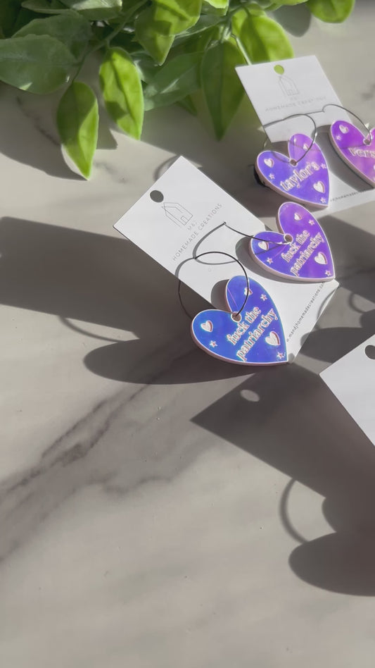 Iridescent T.S. Heart Hoop Earrings