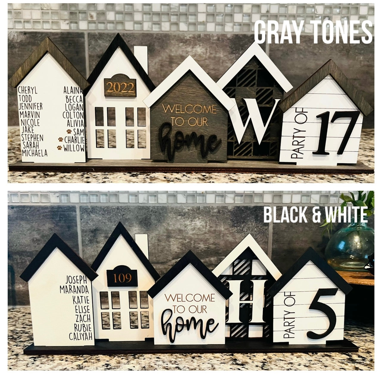 Personalized Standing 5 piece House Centerpiece