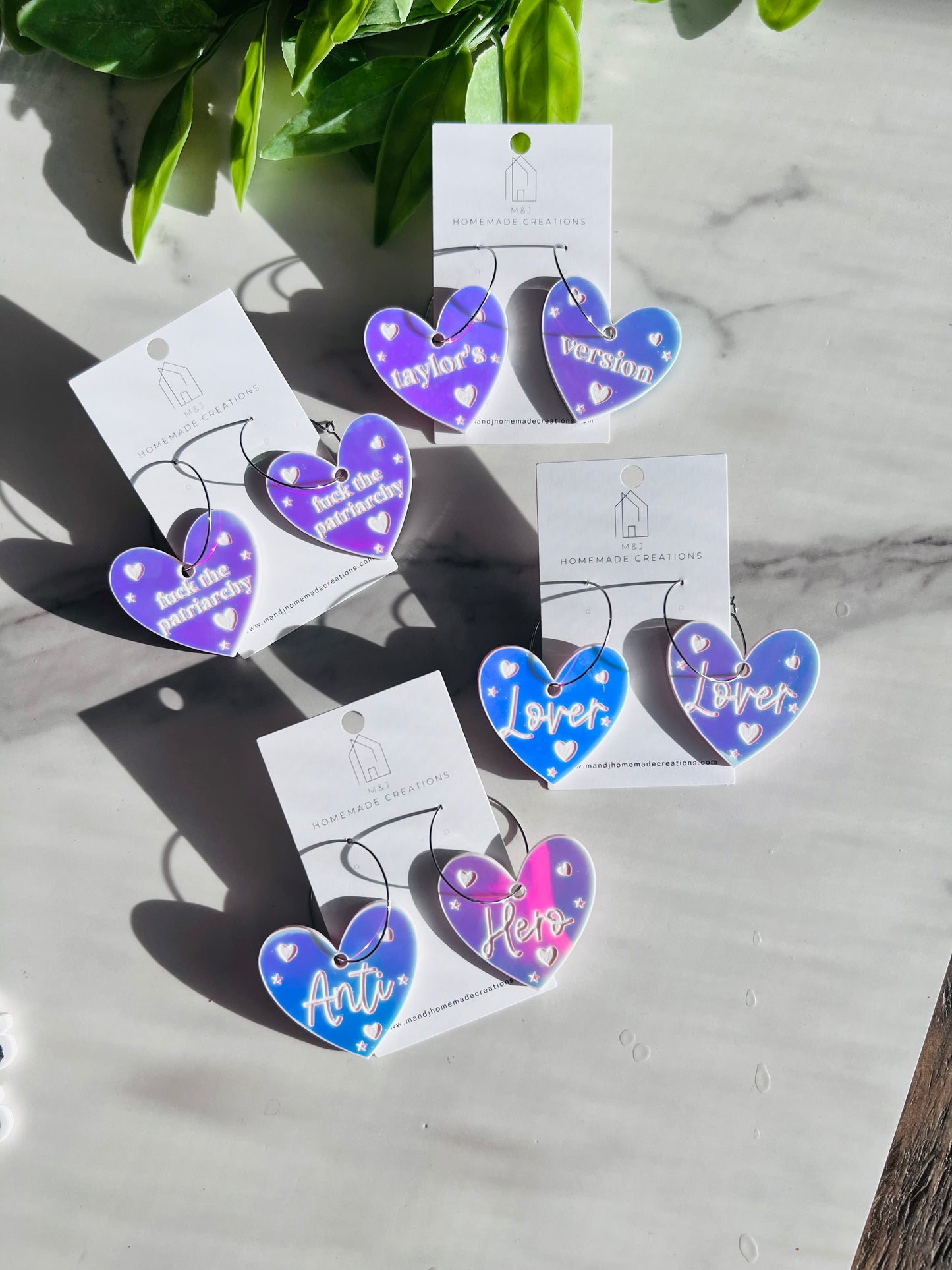 Iridescent T.S. Heart Hoop Earrings