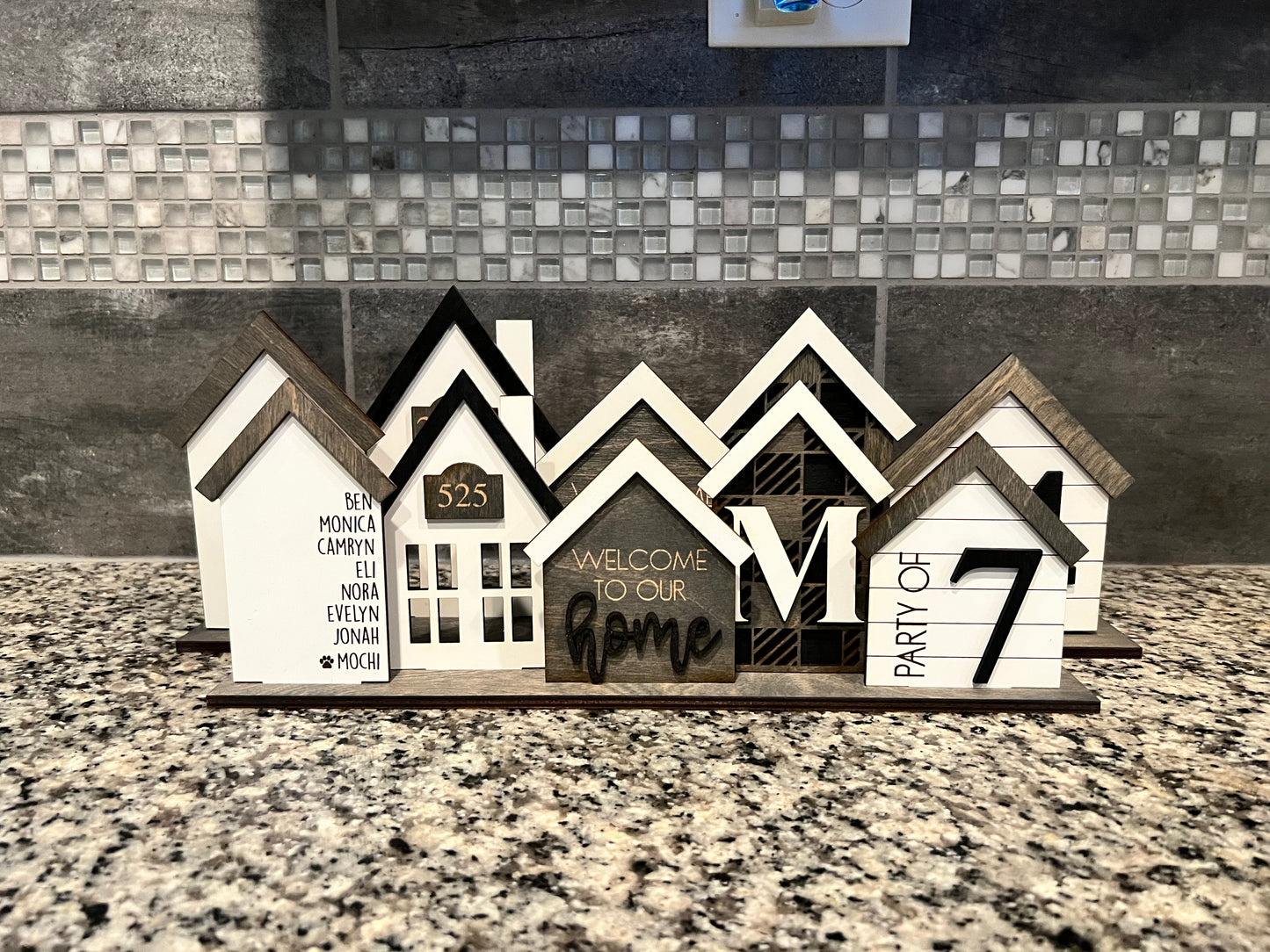 Personalized Standing 5 piece House Centerpiece