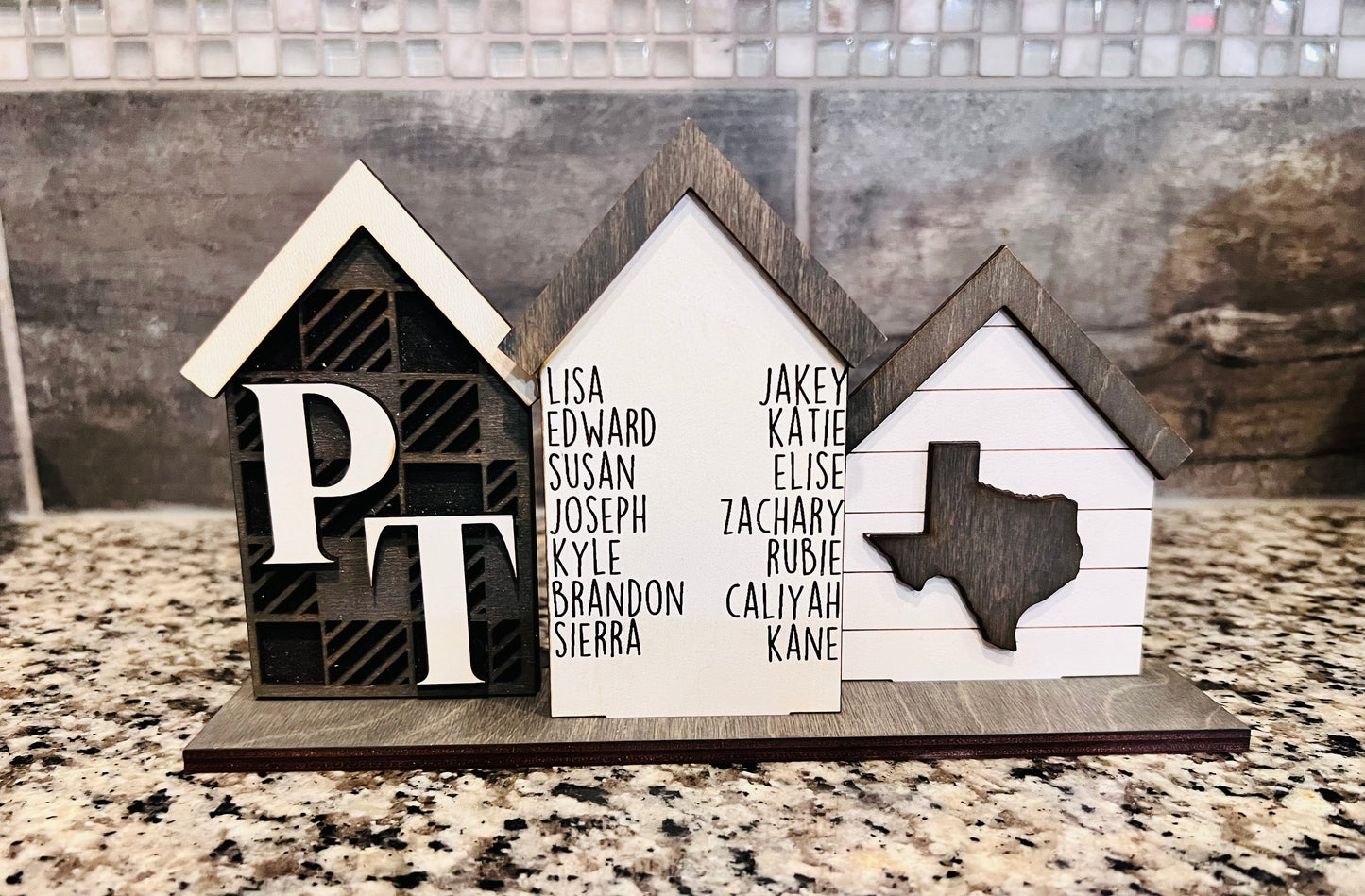 Personalized 3 House Centerpiece