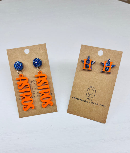 Astros Inspired Earrings