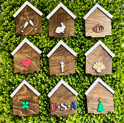 Holiday House Add-On | Seasonal Insert for Personalized Home Centerpiece