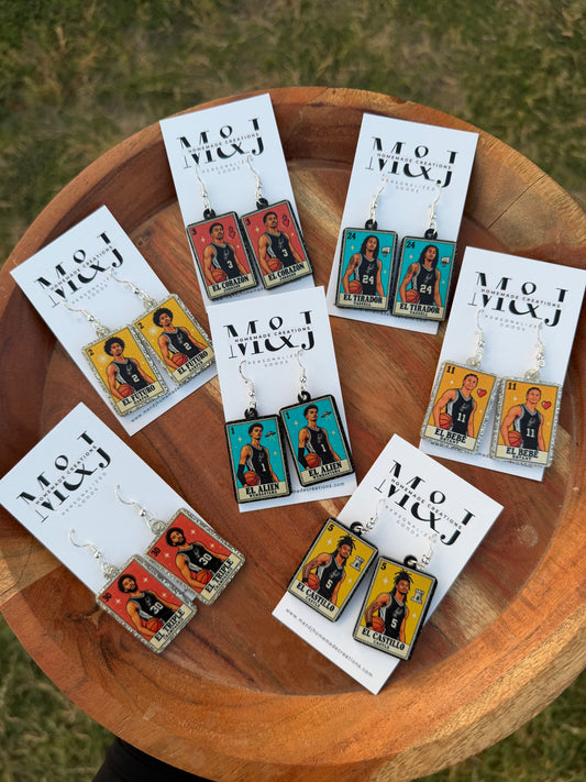 Loteria Card Earrings - Spurs Edition