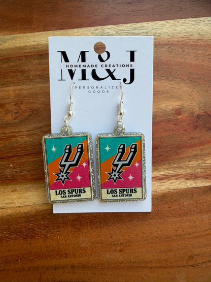 Loteria Card Earrings - Los Spurs