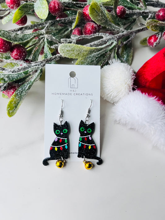 Holiday Black Cat Dangle (Bell)