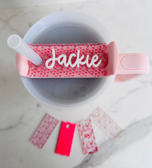 Mini Pink Hearts Stanley Name Plate