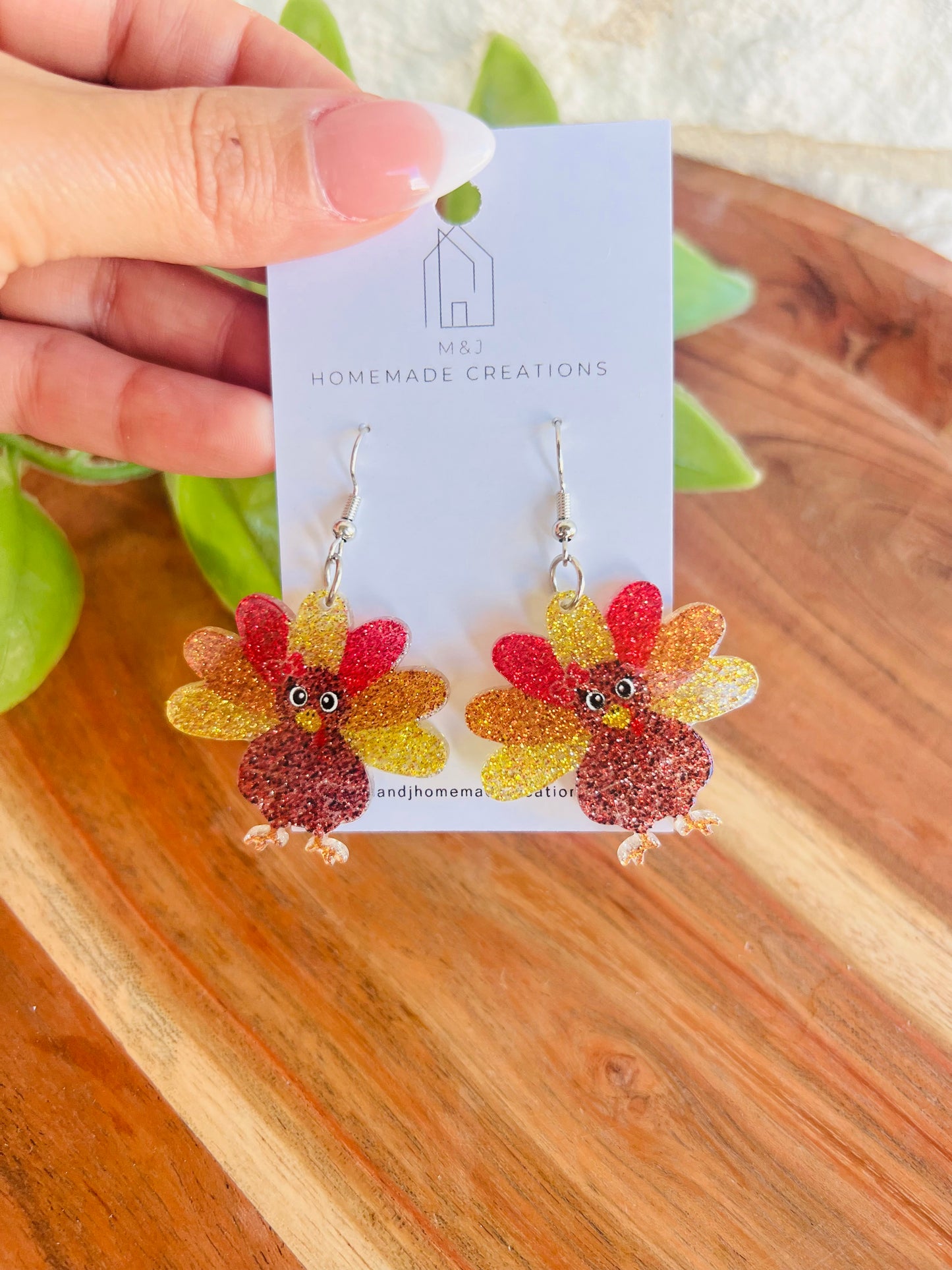 Glitter Turkey Dangles