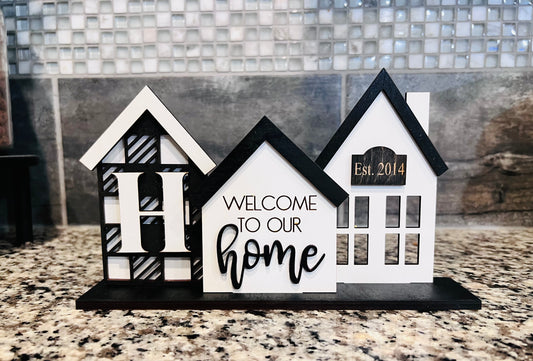 Personalized 3 House Centerpiece